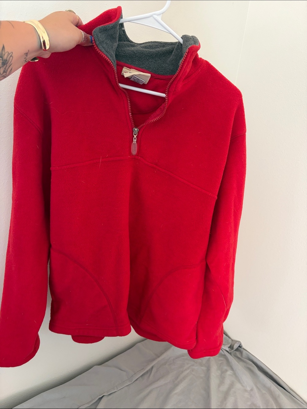 Men's Red Quarter-Zip Fleece Pullover